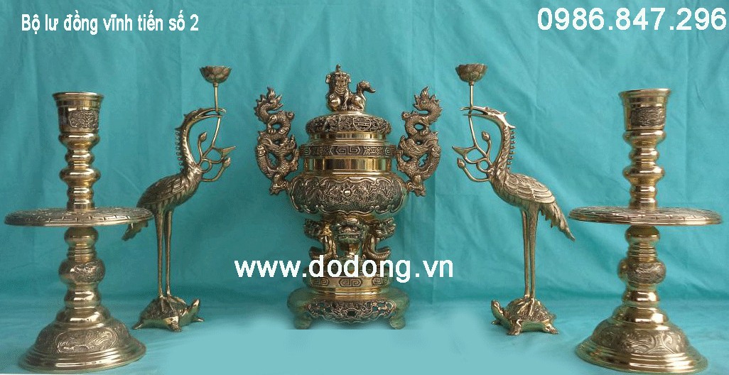 Bộ đồ đồng thờ cúng hãng Vĩnh tiến số 2 đỉnh vĩnh tiến