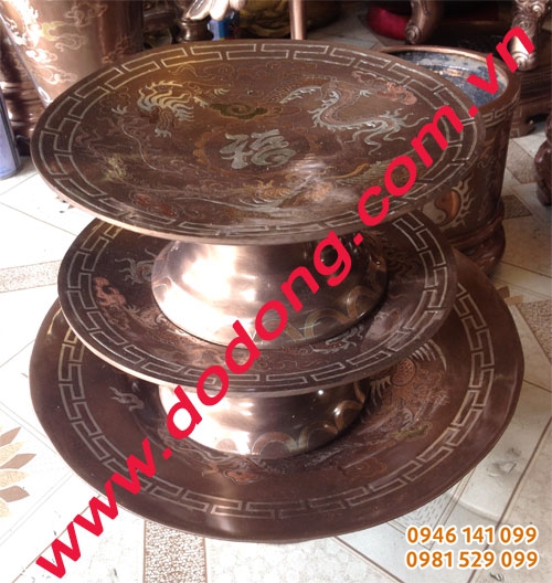 Mâm bồng, mâm ngũ quả Mâm đồng khảm tam khí