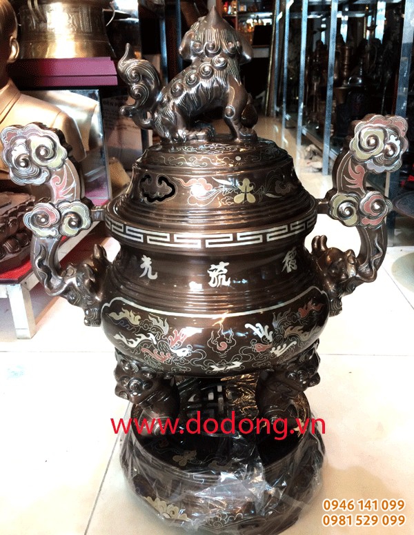 lư đồng ngũ sắc khảm vàng