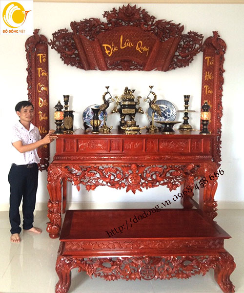 hướng dẫn bày bộ đồ thờ cúng bằng đồng cho bàn thờ gia tiên đẹp