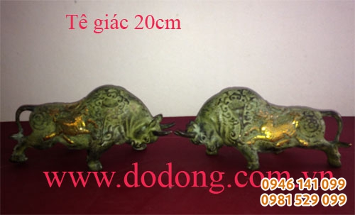 Tê giác dài 20cm bằng đồng giả cổ