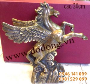 Tuấn mã có cánh (ngựa thần) cao 20,25cm đồng giả cổ- ngựa cánh