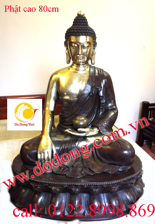 Tượng phật địa tặng bằng đồng hun màu 80cm