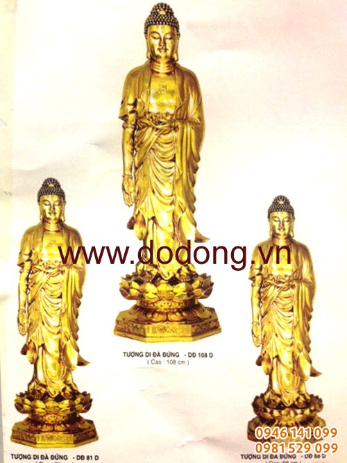 Tượng phật adida đứng đúc nguyên khối cao 68,81,108cm