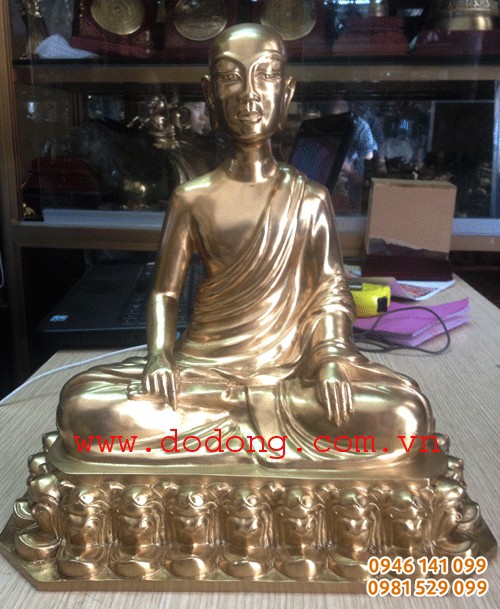 Tượng đồng đức phật hoàng tọa đài sen cao 15,20,30,40cm chất liệu đồng vàng