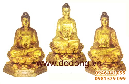 Tượng tam thế phật thờ cúng bằng đồng đẹp