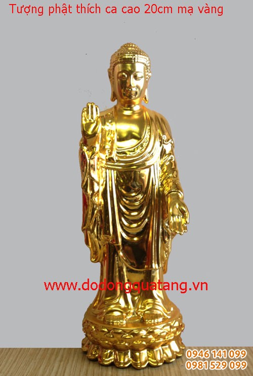 Tượng đồng phật thích ca mâu ni cao 20cm mạ vàng 24k