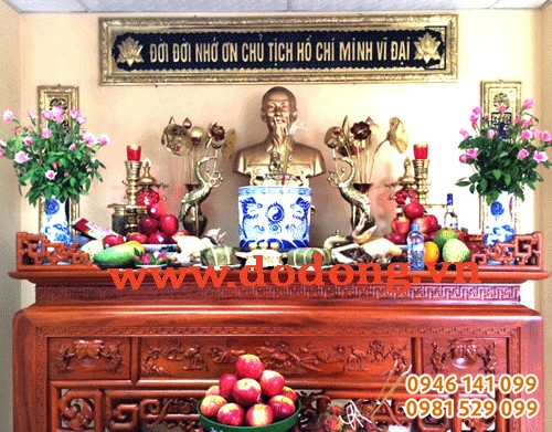 phòng thờ bác hồ đẹp Tượng bác bày phòng thờ, trang trí phòng thờ bác hồ