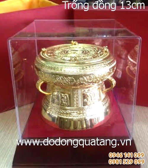 trống đồng mạ vàng 13 cm