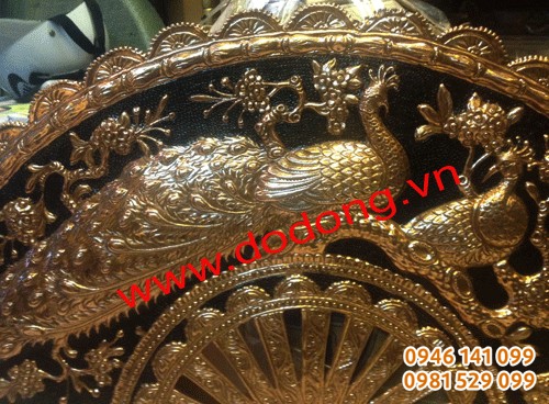 Quạt thờ mai công bằng đồng trạm đồng đỏ