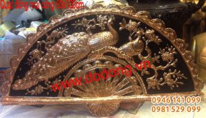 Quạt đồng đỏ mai công tùng hạc