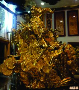 Tượng tam dương tài lộc 2015 mạ vàng