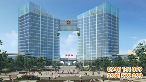 Quốc huy treo tòa nhà hành chính