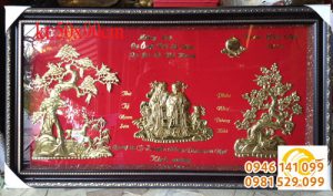 Tranh đồng chạm hình 2 ông bà 50x90cm