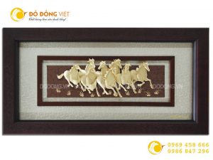 Tranh mã đáo thành công dát vàng 24k