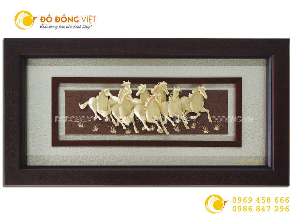 Tranh mã đáo thành công dát vàng 24k