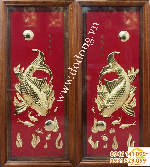 Tranh đồng dát vàng cá chép, anh hùng tương ngộ