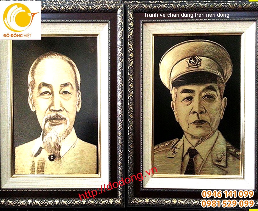 Tranh chân dung Bác hồ, Bác giáp bằng đồng đẹp và tinh tế