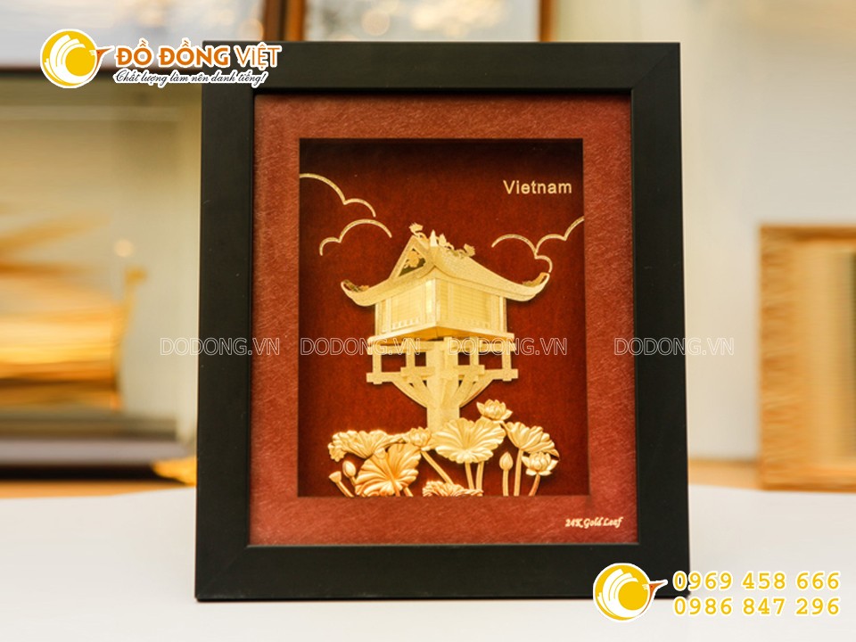 Qùa tặng tranh vàng chùa Một Cột Hà Nội