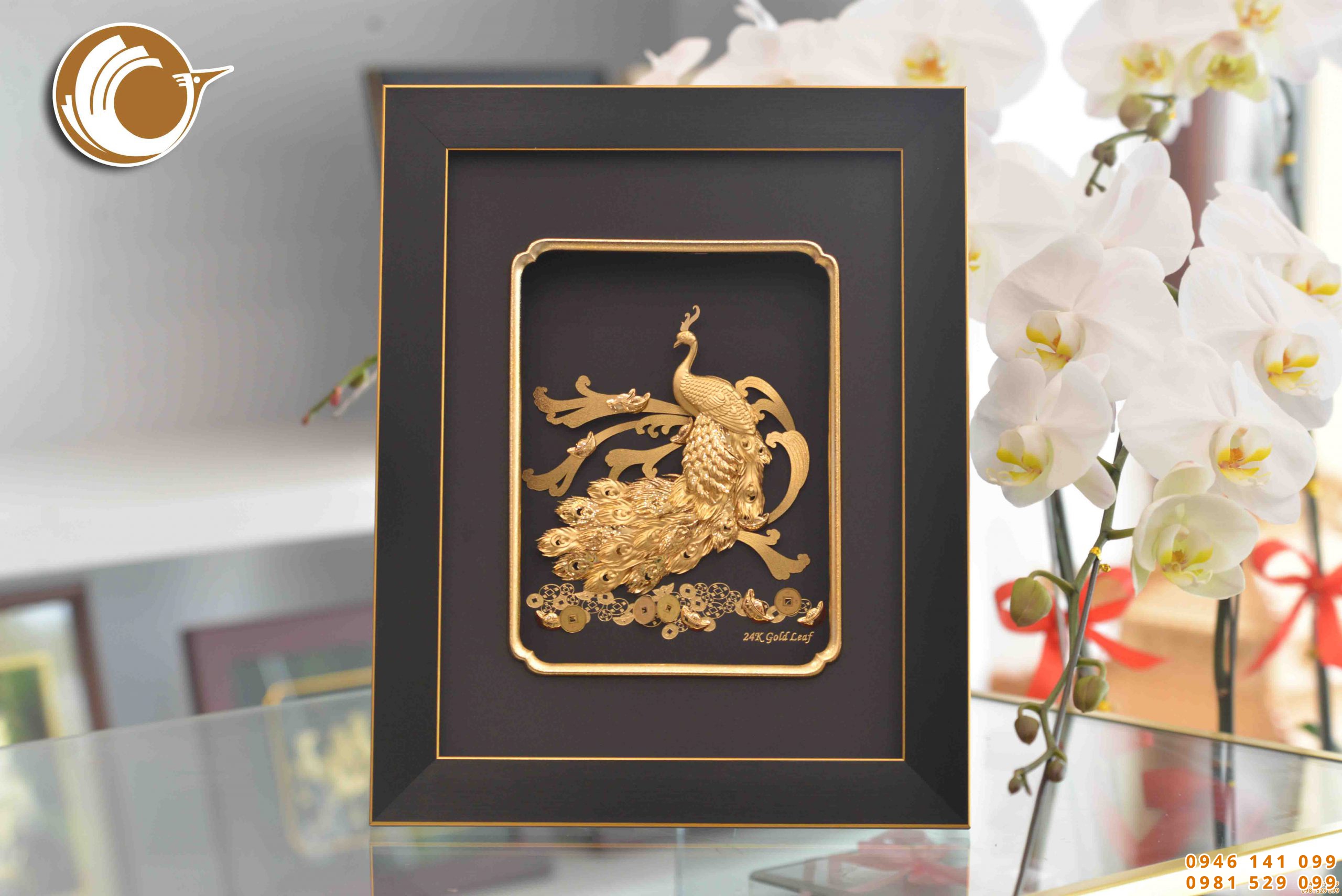 Tranh Chim Công Dát Vàng- quà tặng cao cấp đẹp tinh xảo