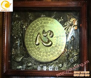 Tranh đồng 1000 chữ tâm, tranh hoa sen trống đồng chữ tâm