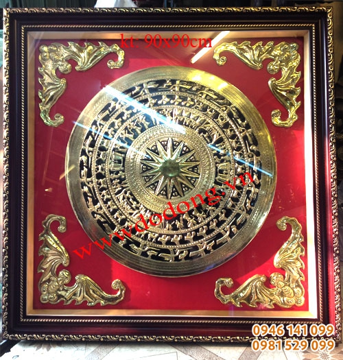 Mặt trống đồng gò đk 60cm khung gỗ 90cm