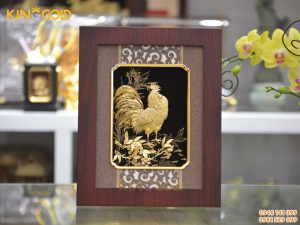 Quà tặng tranh vàng 24k- tranh gà trống mạ vàng 24k
