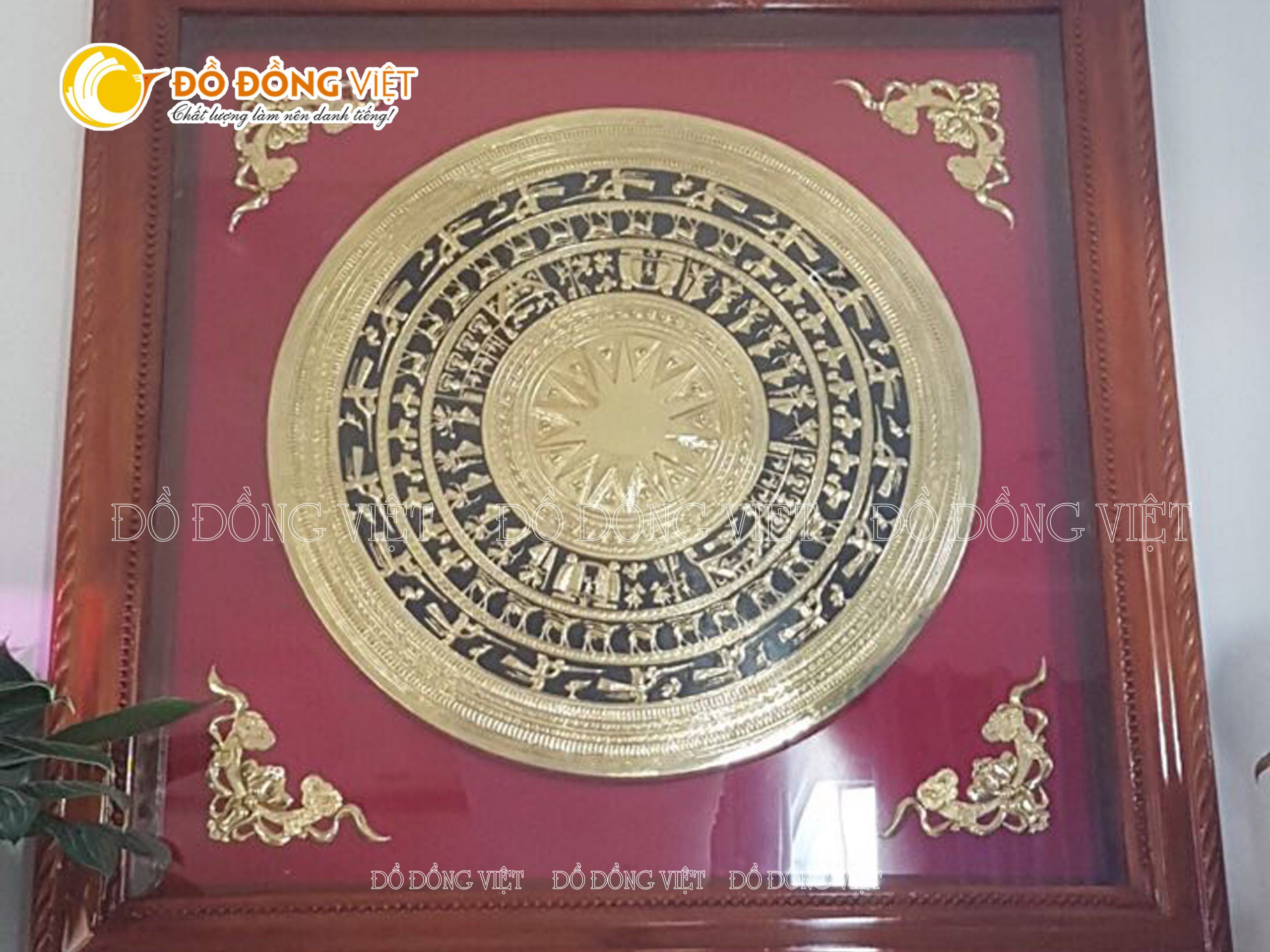 Tranh trống đồng Đông Sơn gò thủ công KT 1m5