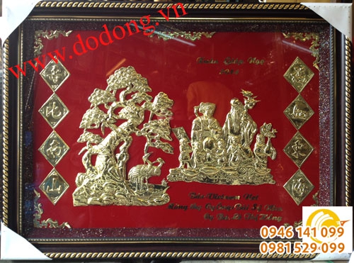 Tranh đồng chạm hình 2 ông bà 50x90cm