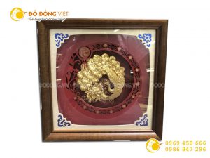 Tranh chim công hoa mẫu đơn