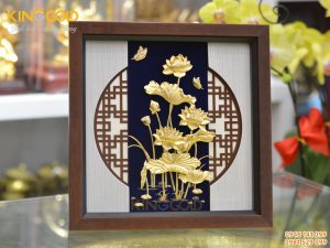 Quà tặng tranh vàng 24k- tranh vàng hoa sen đẹp tinh xảo