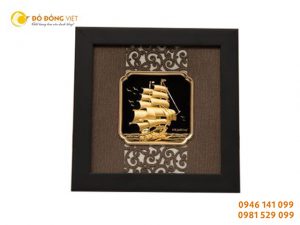 Tranh thuyền buồm dát vàng lá 9999