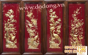 Tranh đồng tứ quý mạ vàng 24k