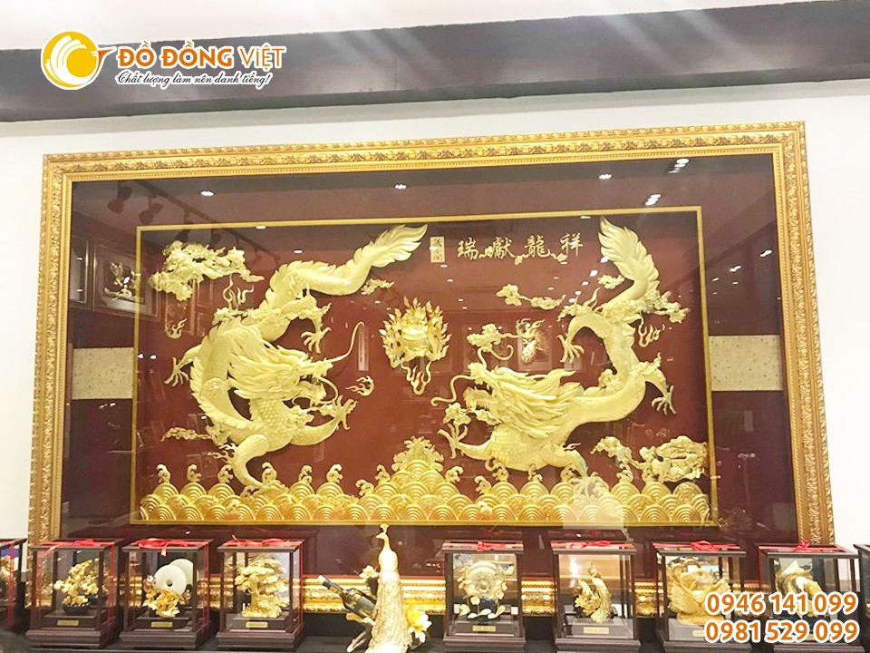 Tranh vàng 24k, tranh rồng phong thủy, quà tặng sếp nam