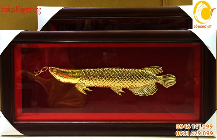 Tranh cá rồng phong thủy mạ vàng