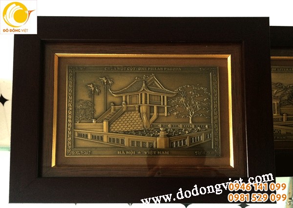 Tranh chùa một cột khuê văn các đúc đồng 20x30cm Tranh chùa một cột khuê văn các đúc đồng 20x30cm