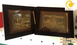 Tranh chùa một cột khuê văn các đúc đồng 20x30cm