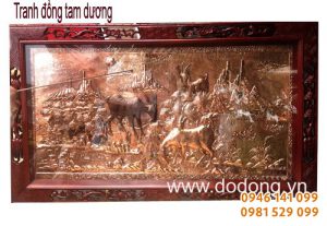 Tranh đồng đỏ chạm thủ công bằng tay tranh đồng