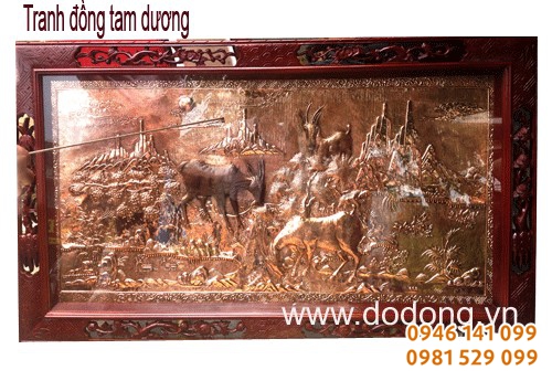 Tranh đồng đỏ chạm thủ công bằng tay tranh đồng