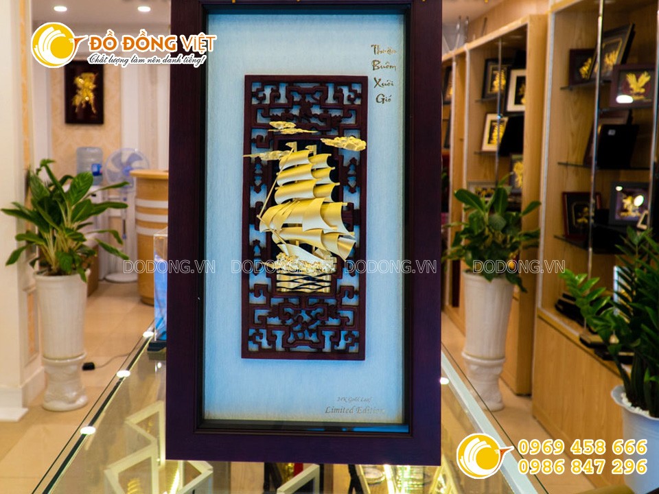 Tranh thuyền buồm dát vàng- quà tặng cao cấp ý nghĩa