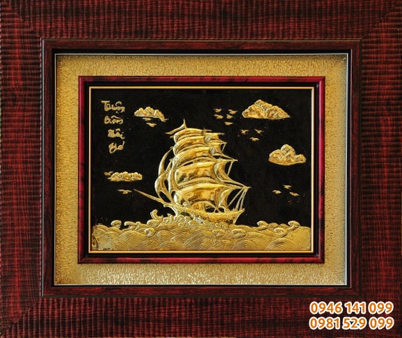 Tranh thuyền buồm mạ vàng 24k quà tặng