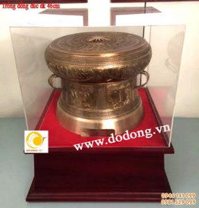 Trống đồng trang trí phòng khách, quà biếu dk 46cm đúc đẹp