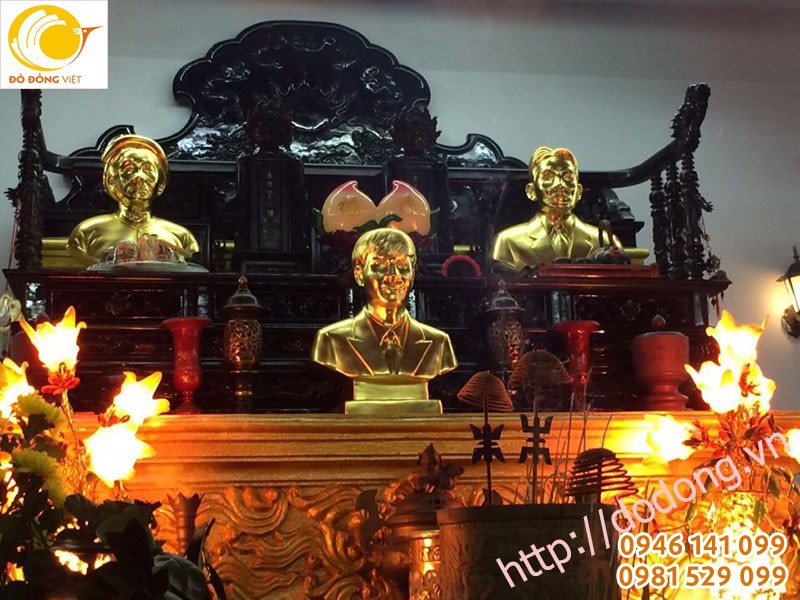 Tượng chân dung đúc đồng dát vàng 9999