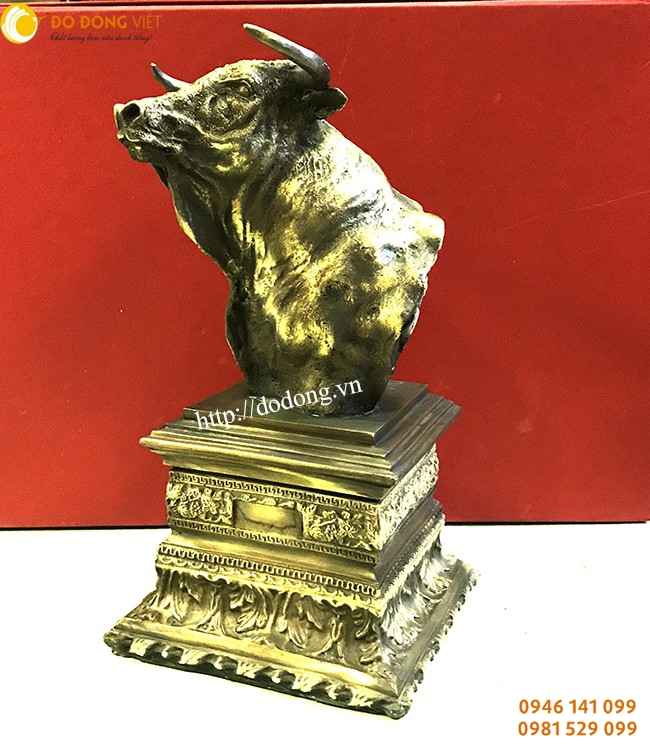 Tượng đầu bò bằng đồng phong thủy, tượng trang trí 40cm