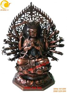 Tượng phật chuẩn đề đồng hun màu giả cổ 42 cm