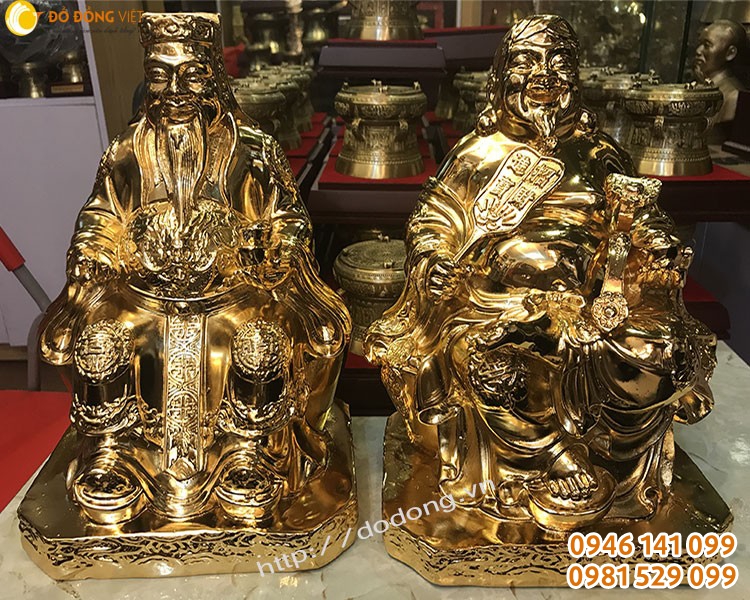 Tượng đồng thần tài ông địa đúc đồng khối mạ vàng 24k cao cấp đẹp