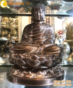 Tượng phật tổ bằng đồng đỏ 45cm