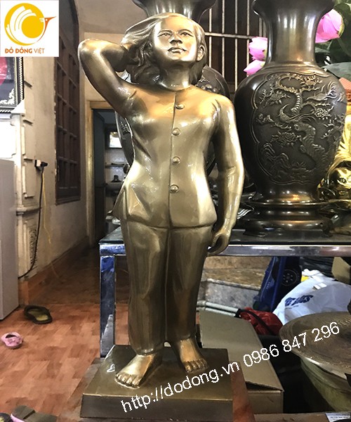 Tượng đồng võ thị sáu cao 81cm đúc bằng đồng đỏ đẹp