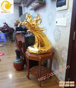 Tượng vàng thánh gióng trang trí nội thất phòng khách cao 90cm
