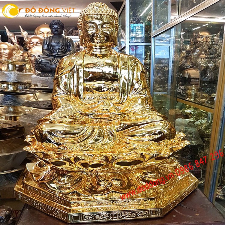 Bức tượng phật adida đồng vàng 68cm mạ vàng đẹp